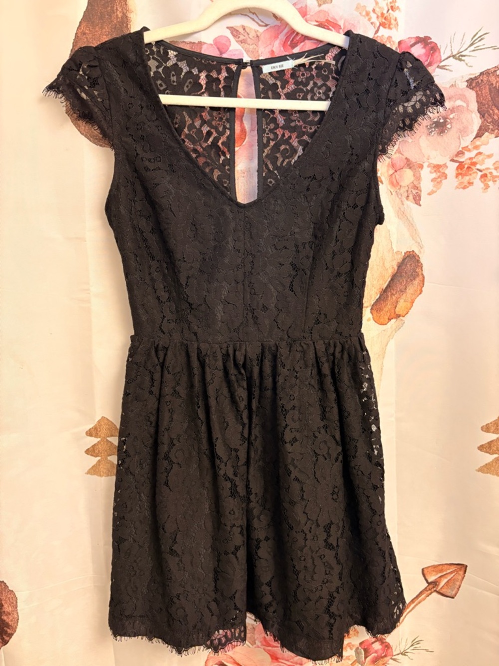 Small Black Lace Cap-Sleeve Dress - Picture 1 of 8